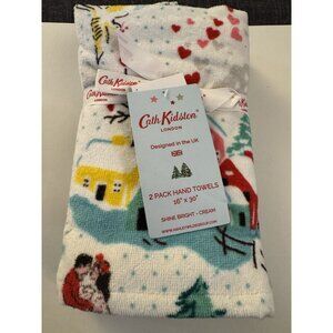 New Cath Kidston London 2 Pack Hand Towels Shine Bright 16x30 Christmas KA